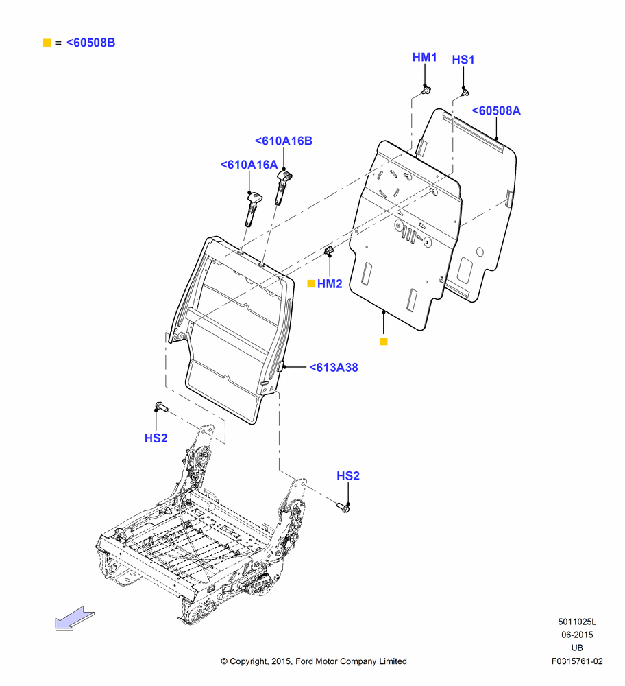 25L - Rear Seat Back, 2nd Row 60/40 (3 P) Folding Seat, 40% Seat; 04/MAY/2015-03/MAR/2019