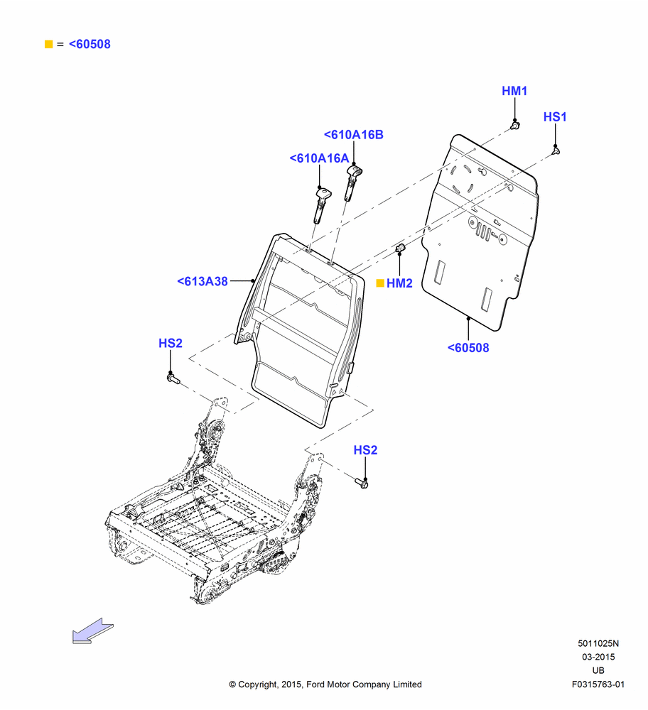 25N - Rear Seat Back, With High Level Second Row Seating, 40% Seat; 04/MAY/2015-03/MAR/2019