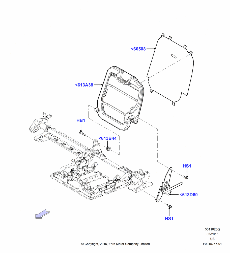 25Q - Rear Seat Back, With Third Row Split Bench Seat; 04/MAY/2015-03/MAR/2019