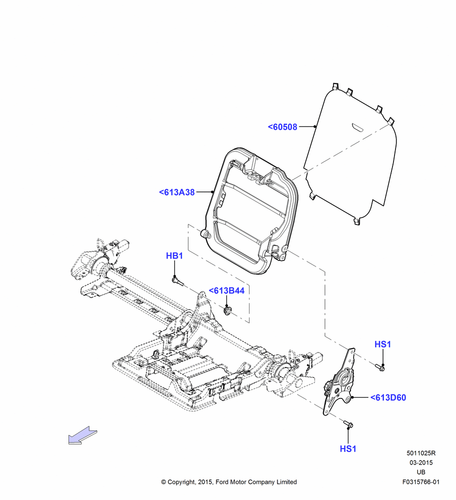 25R - Rear Seat Back, With 3rd Row High Level Seat; 04/MAY/2015-03/MAR/2019