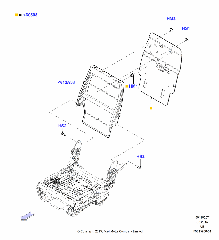 25T - Rear Seat Back, With Second Row Split Folding Seat, 40% Seat; 04/MAY/2015-03/MAR/2019