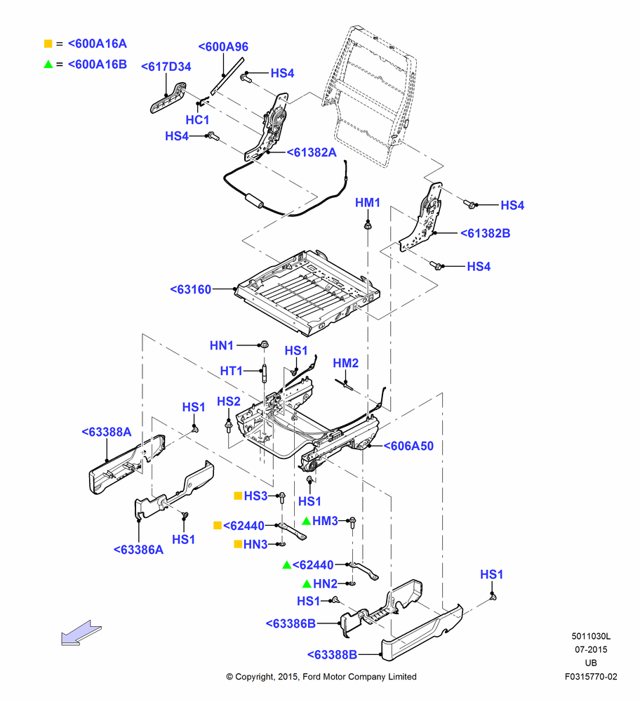 30L - Rear Seat Base, 2nd Row 60/40 (3 P) Folding Seat, 40% Seat; 03/DEC/2012-03/MAR/2019