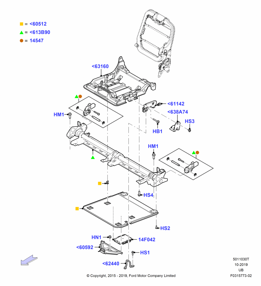 30T - Rear Seat Base, With 3rd Row High Level Seat; 04/MAY/2015-03/MAR/2019