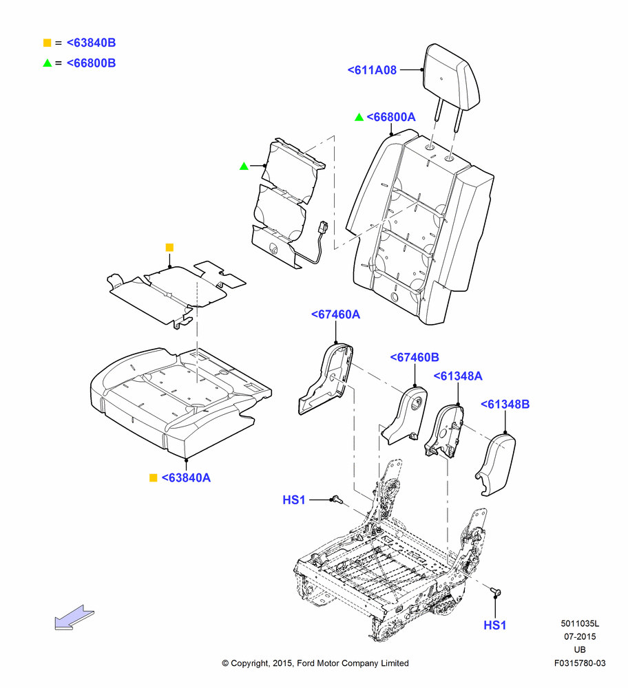35L - Rear Seat Pads/Valances & Heating, 2nd Row 60/40 (3 P) Folding Seat, 40% Seat; 04/MAY/2015-03/MAR/2019