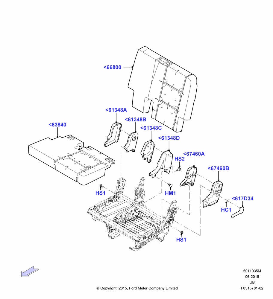 35M - Rear Seat Pads/Valances & Heating, With Second Row Split Folding Seat, 60% Seat; 04/MAY/2015-03/MAR/2019