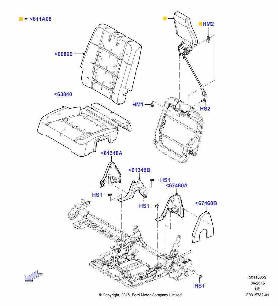 35S - Rear Seat Pads/Valances & Heating, With Third Row Split Bench Seat; 04/MAY/2015-03/MAR/2019