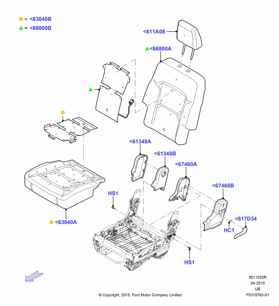 35R - Rear Seat Pads/Valances & Heating, Second Row Quad Seating; 04/MAY/2015-03/MAR/2019