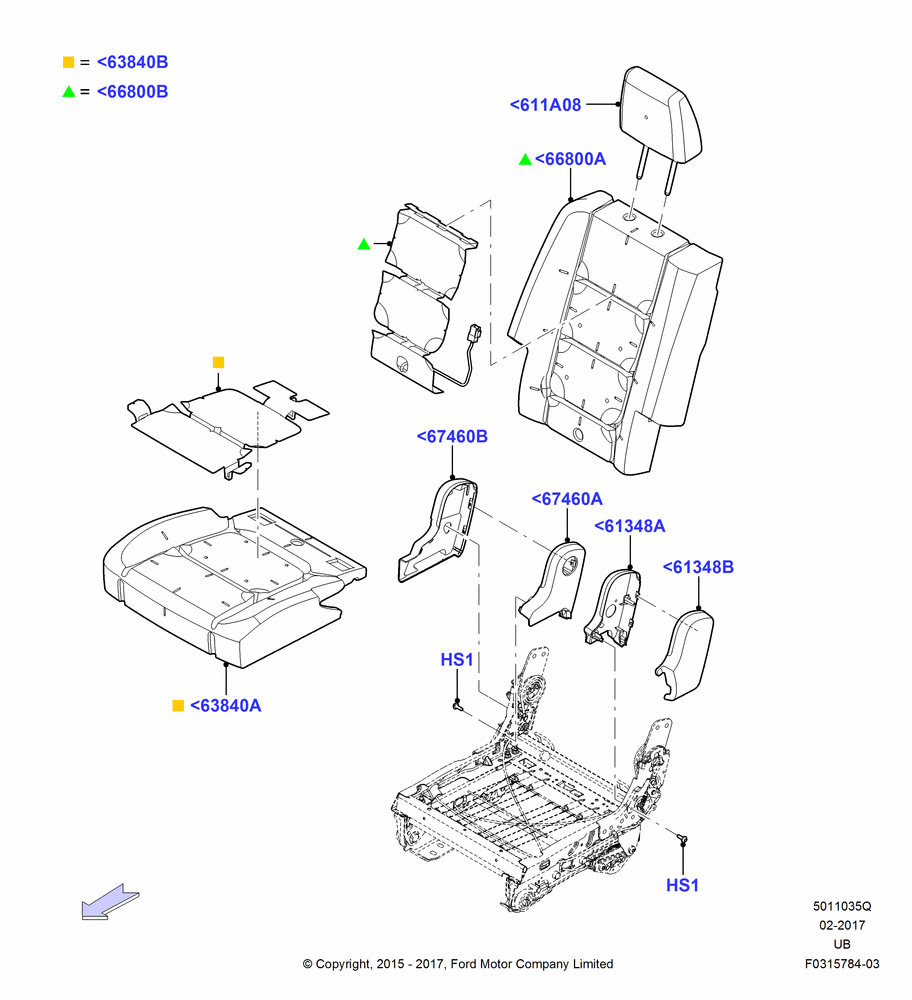 35Q - Rear Seat Pads/Valances & Heating, With High Level Second Row Seating, 40% Seat; 04/MAY/2015-03/MAR/2019