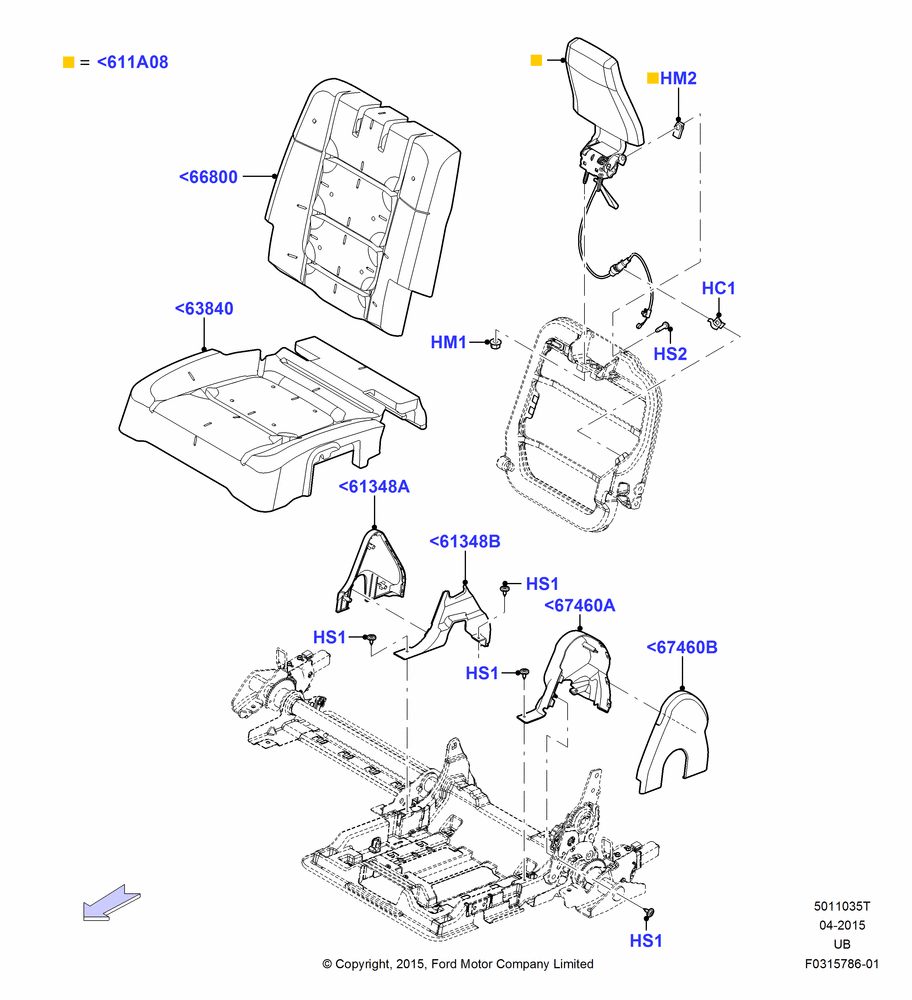 35T - Rear Seat Pads/Valances & Heating, With 3rd Row High Level Seat; 04/MAY/2015-03/MAR/2019