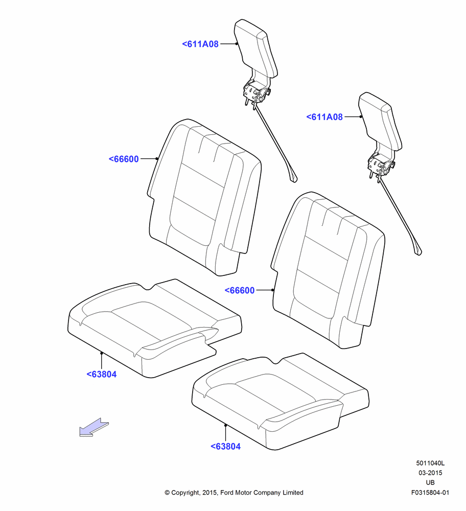 40L - Rear Seat Covers, With Third Row Split Bench Seat; 04/MAY/2015-03/MAR/2019