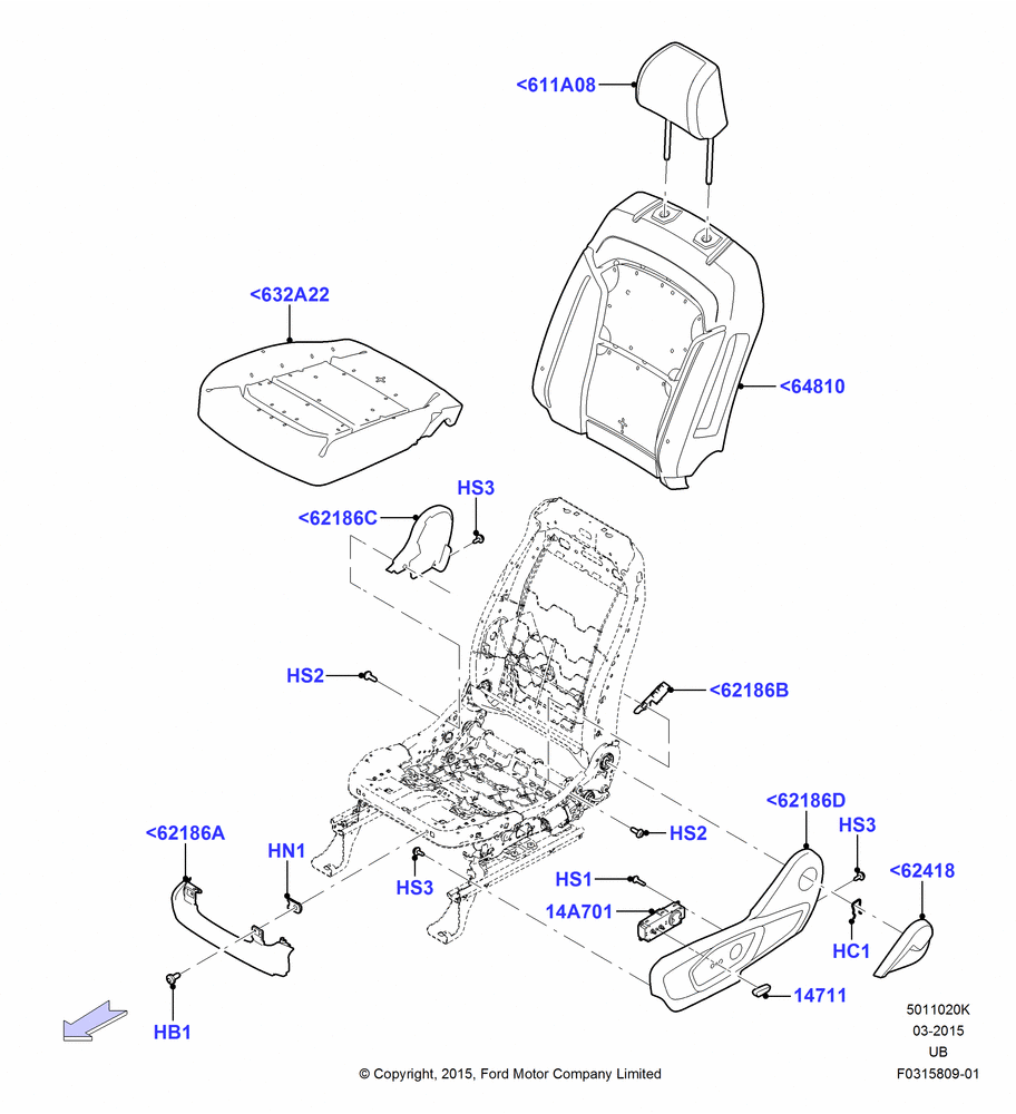 20K - Front Seat Pads/Valances & Heating, With Driver 8 Way Pwr.Seat Adjuster; 04/MAY/2015-03/MAR/2019