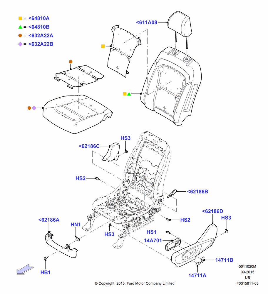 20M - Front Seat Pads/Valances & Heating, Less Temp Control Driver Seat, With Driver 10 Way Pwr Seat Adjust, With Drivers Heated Seat; 04/MAY/2015-03/MAR/2019