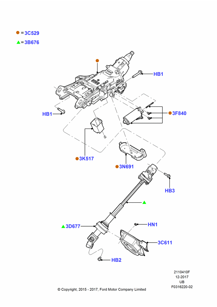 10F - Steering Column And Gear Shift, Less Steering Column Lock, Power Tilt/Telescopic Strg Column; 04/MAY/2015-03/MAR/2019