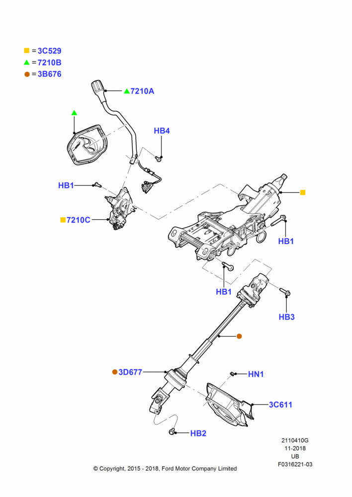10G - Steering Column And Gear Shift, With Tilting Only Steering Column; 04/MAY/2015-03/MAR/2019