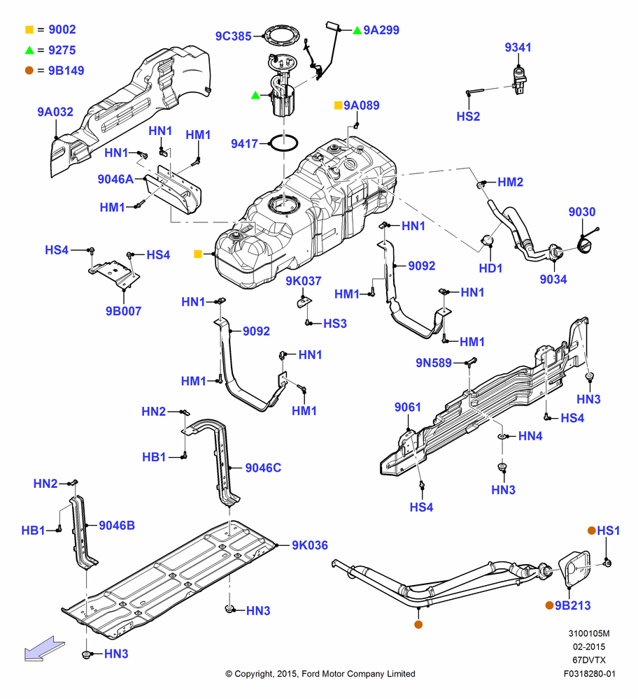 05M - Fuel Tank, 137"/3480MM Wheelbase, 142"/3607MM Wheelbase, 156"/3962MM Wheelbase, 6.7L 4V V8 T/C Diesel, With Mid-Ship Fuel Tank; 25/MAY/2015-05/JUL/2016