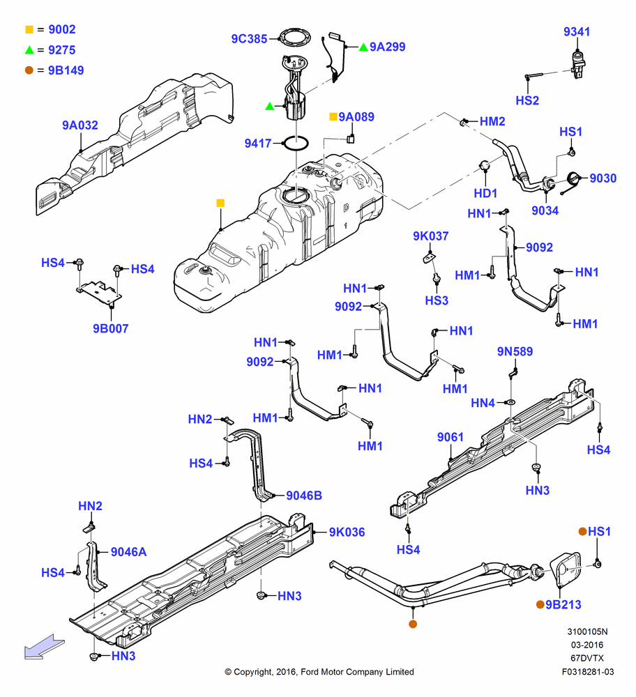 05N - Fuel Tank, 158"/4013MM Wheelbase, 172"/4369MM Wheelbase, 6.7L 4V V8 T/C Diesel, With Mid-Ship Fuel Tank; 25/MAY/2015-05/JUL/2016