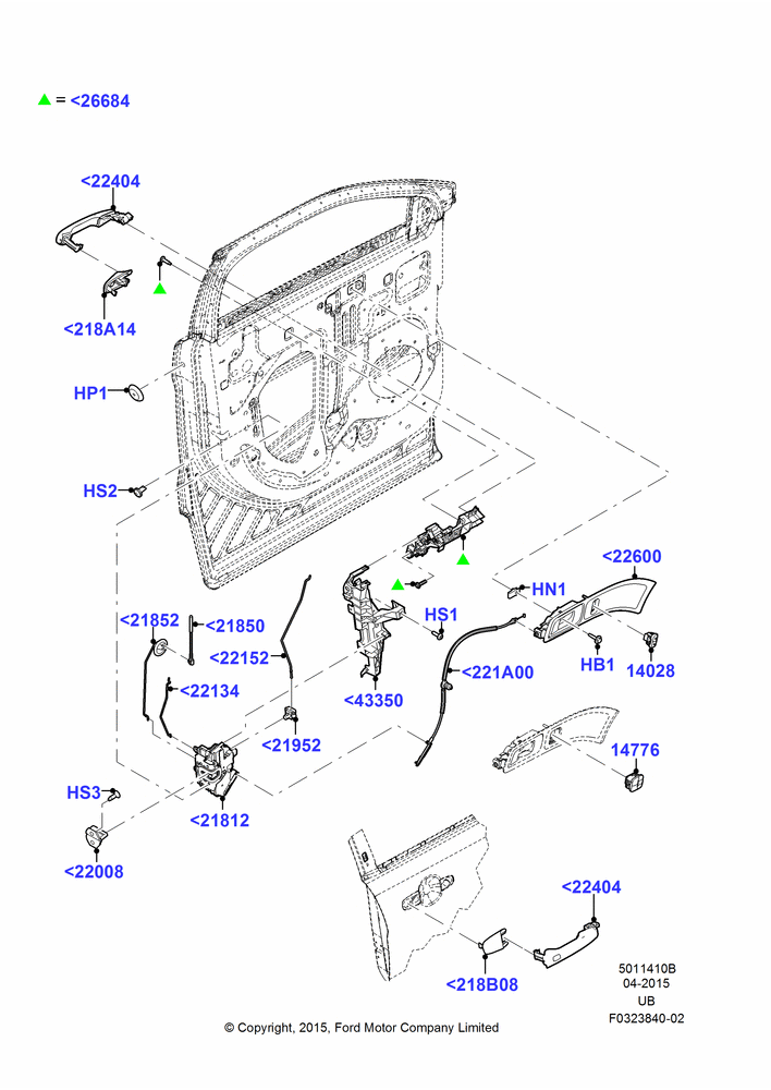 10B - Front Door Lock Controls; 04/MAY/2015-03/MAR/2019
