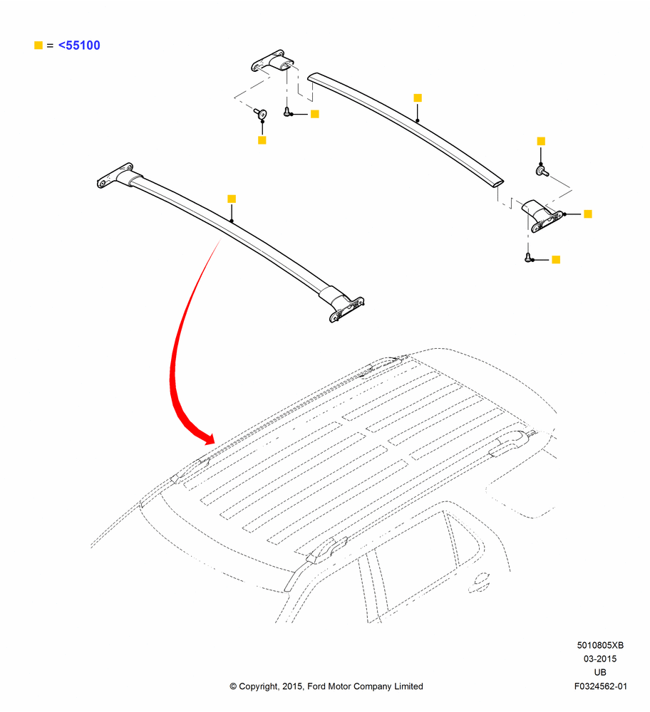 05XB - Roof Rack Systems, Accessory, Elliptical Cross Bars; 04/MAY/2015-03/MAR/2019