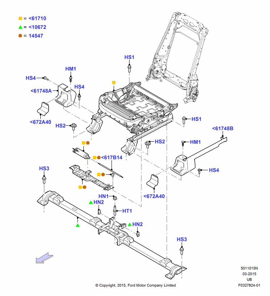 15N - Front Seat Base, With Driver 6 Way Pwr.Seat Adjuster; 04/MAY/2015-03/MAR/2019