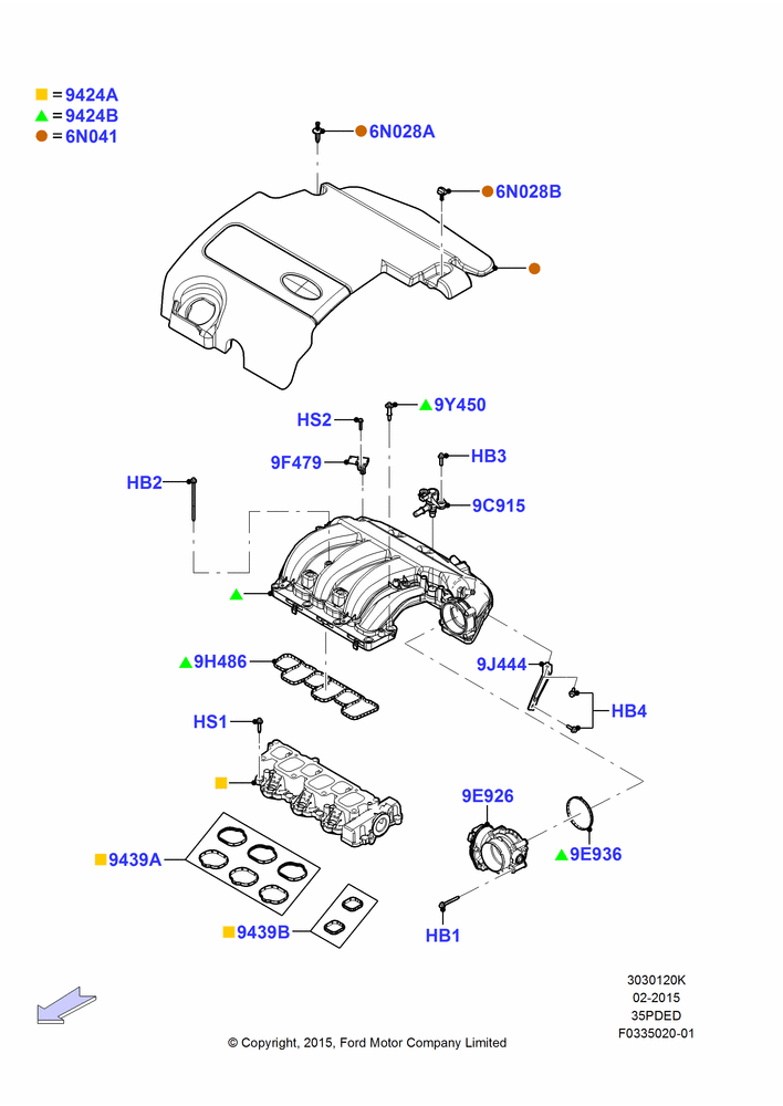 20K - Intake Manifold, 3.5L Cyclone V6 Petrol TIVCT; 04/MAY/2015-03/MAR/2019