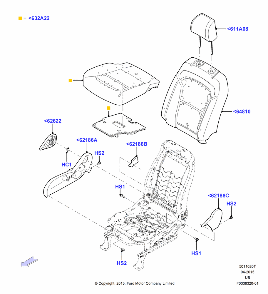 20T - Front Seat Pads/Valances & Heating, Base, With Pass. 2 Way Manual Seat Adjust; 04/MAY/2015-03/MAR/2019