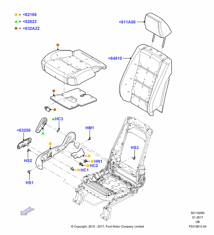 20N - Front Seat Pads/Valances & Heating, With Pass. 2 Way Manual Seat Adjust, Police Version; 04/MAY/2015-03/MAR/2019