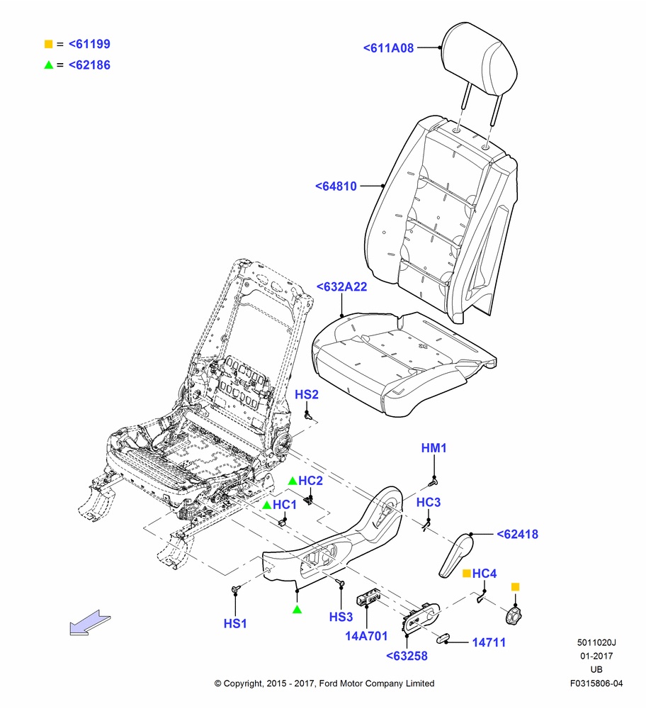 20J - Front Seat Pads/Valances & Heating, With Driver 6 Way Pwr.Seat Adjuster; 04/MAY/2015-03/MAR/2019