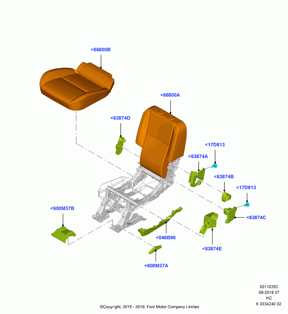 35C - Rear Seat Pads/Valances & Heating, With 2nd Row Dual Captain Chairs, (+)"CDN/PR/USA"; 29/JUN/2015