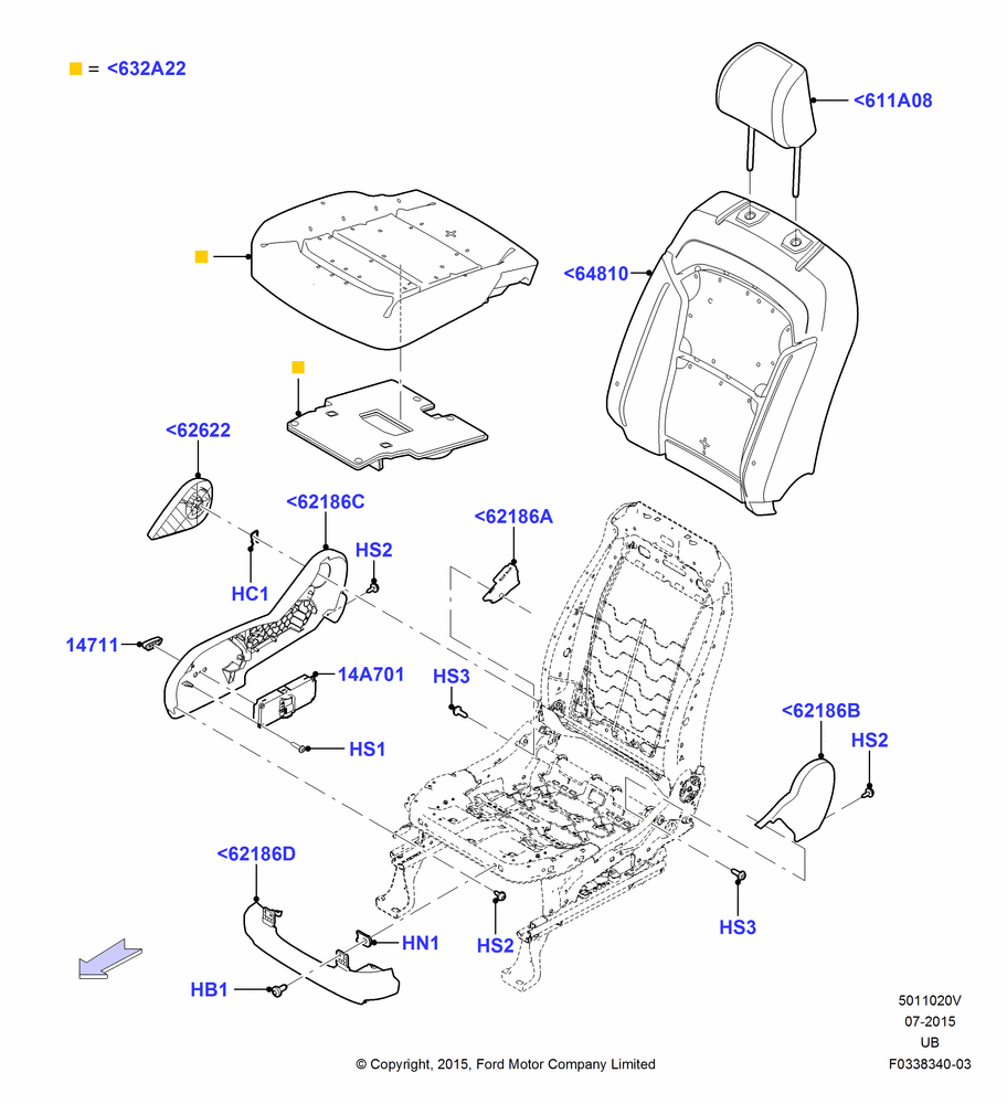 20V - Front Seat Pads/Valances & Heating, With Pass 6 Way Power Seat Adjuster, XLT; 04/MAY/2015-03/MAR/2019