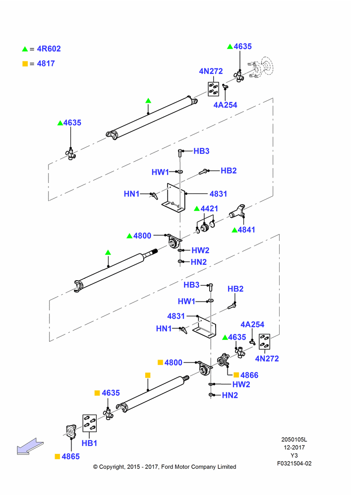 05L - Drive Shaft - Rear Axle Drive, 242"/6147MM Wheelbase, 252" Wheelbase; 01/JUN/2015-06/JAN/2020