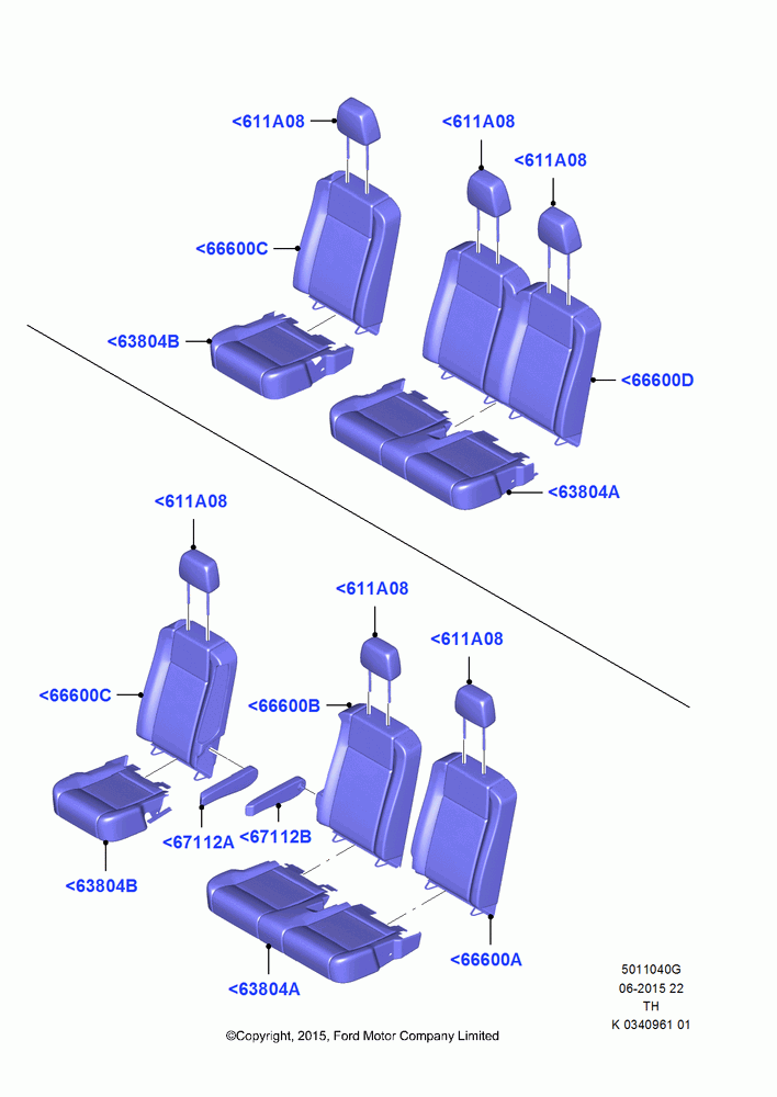 40G - Rear Seat Covers, With 4th Row Single/Double Seat, With 4th Row St Sngl/Dble Walk-Thru; 05/MAY/2014