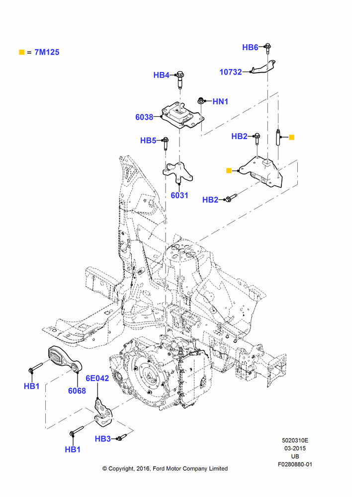 10E - Transmission Mounting, 2.3L EcoBoost; 04/MAY/2015-03/MAR/2019