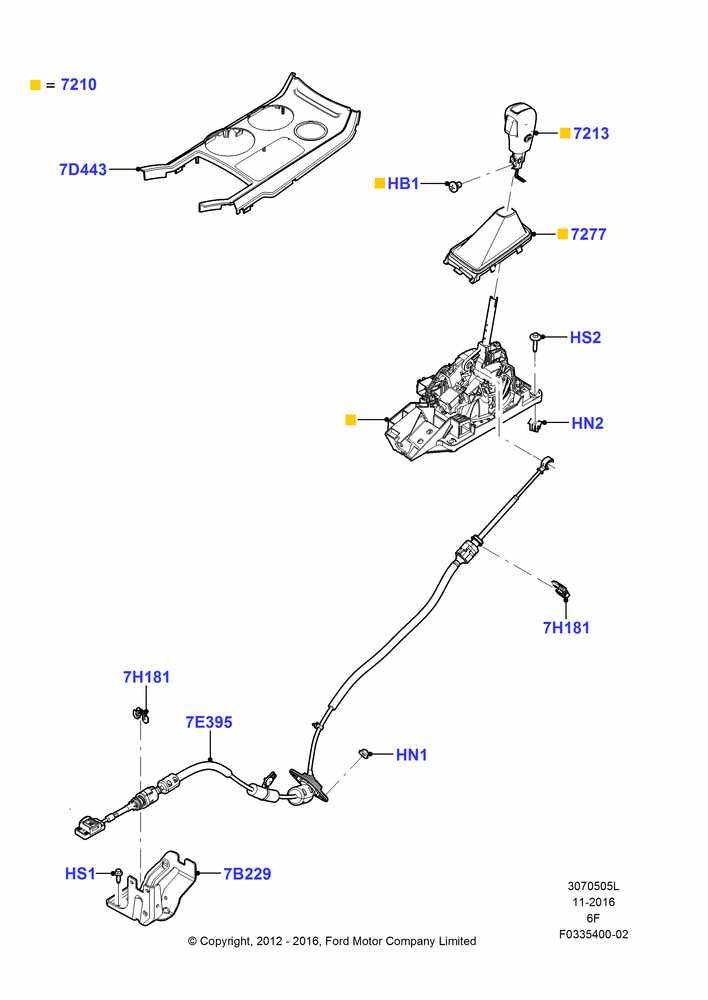 05L - Gear Change-Automatic Transmission, 6 Speed Auto Transmission 6F50, Floor Shift, 6 Speed Auto Transmission 6F55; 06/FEB/2012-03/MAR/2019