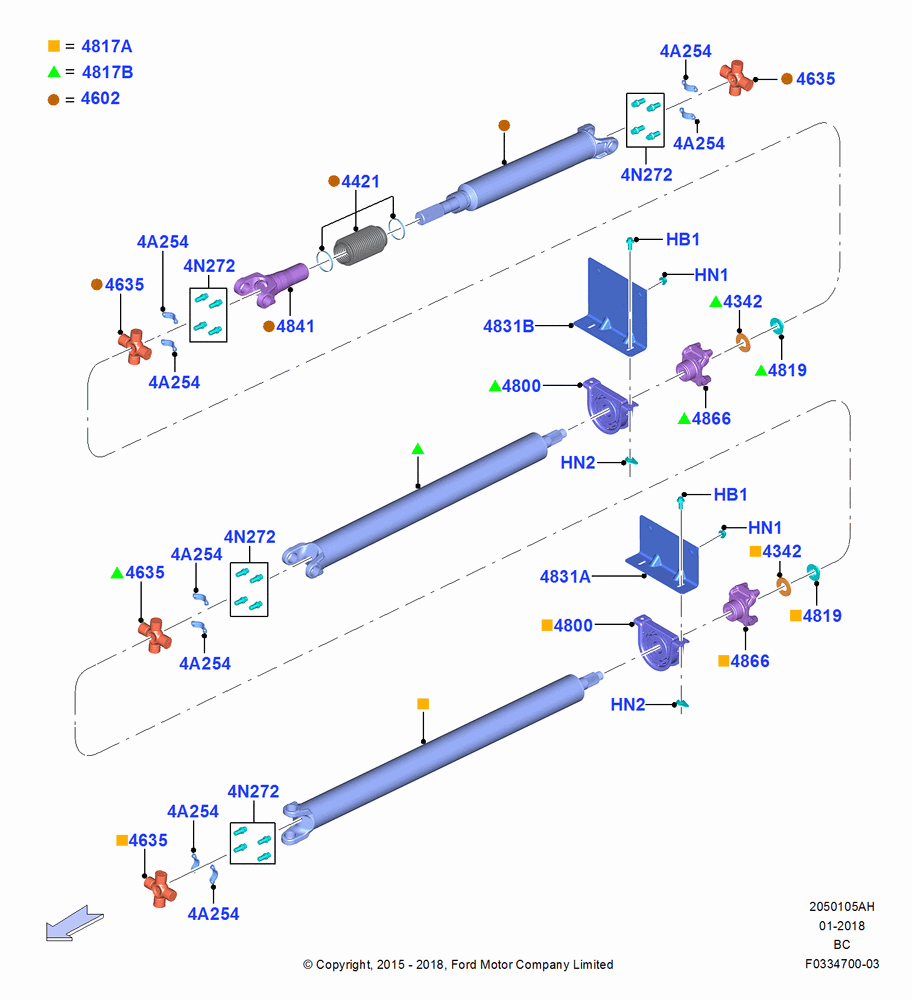 05AH - Drive Shaft - Rear Axle Drive, Regular Cab, 230 Wheelbase, Driveshaft Dana Base; 13/JUL/2015