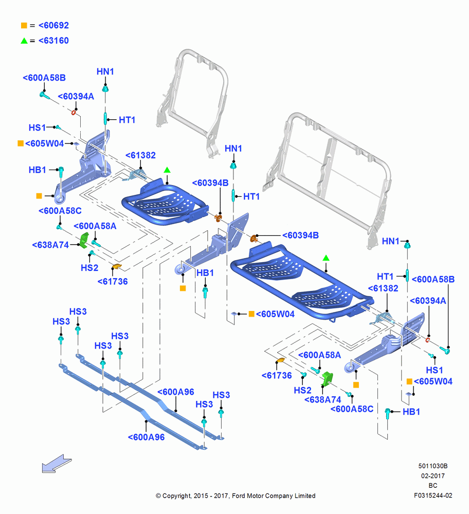 30B - Rear Seat Base, Crew Cab, Second Row Bench Seat-Fold Back; 13/JUL/2015