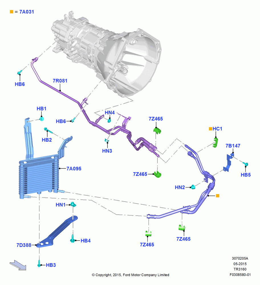 05A - Transmission Cooling Systems, 6 Spd Man Trans-3160, Coolers - Powertrain; 13/JUL/2015-02/JUN/2016