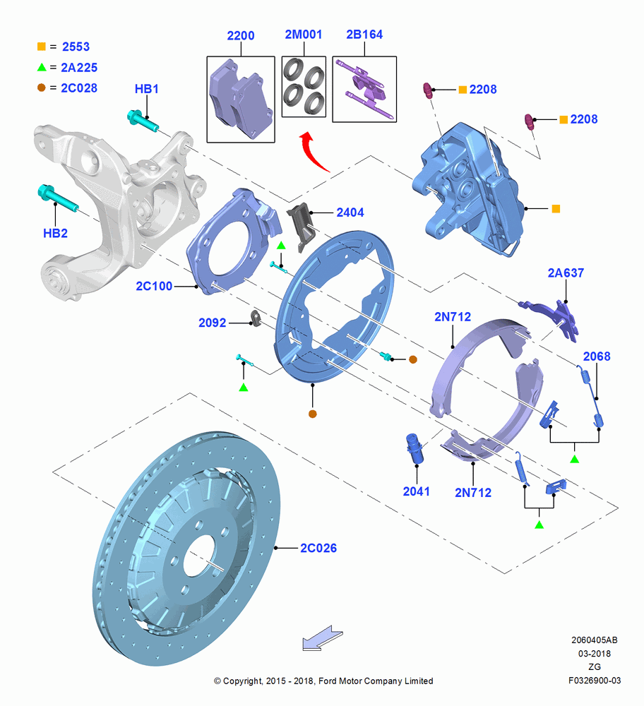 05AB - Rear Brake Discs and Calipers, MOD 5.2L-TIVCT PFI NA HP1 GAS, North American Markets; 13/JUL/2015-11/JUN/2018