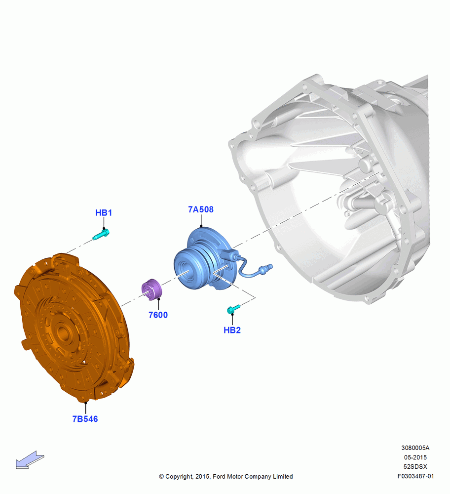 05A - Clutch, Manual Transmission, MOD 5.2L-TIVCT PFI NA HP1 GAS; 13/JUL/2015