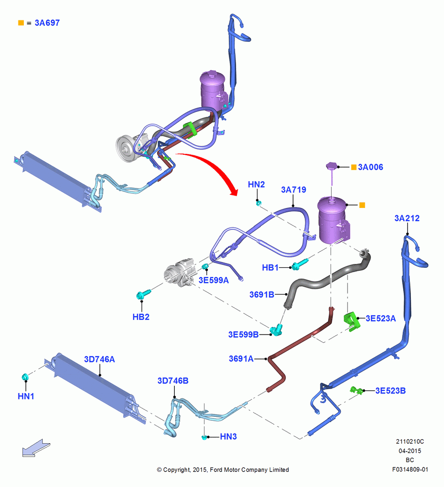 10C - Supply & Return Hoses - Power Strg, 6.8L Gas EFI V10; 13/JUL/2015