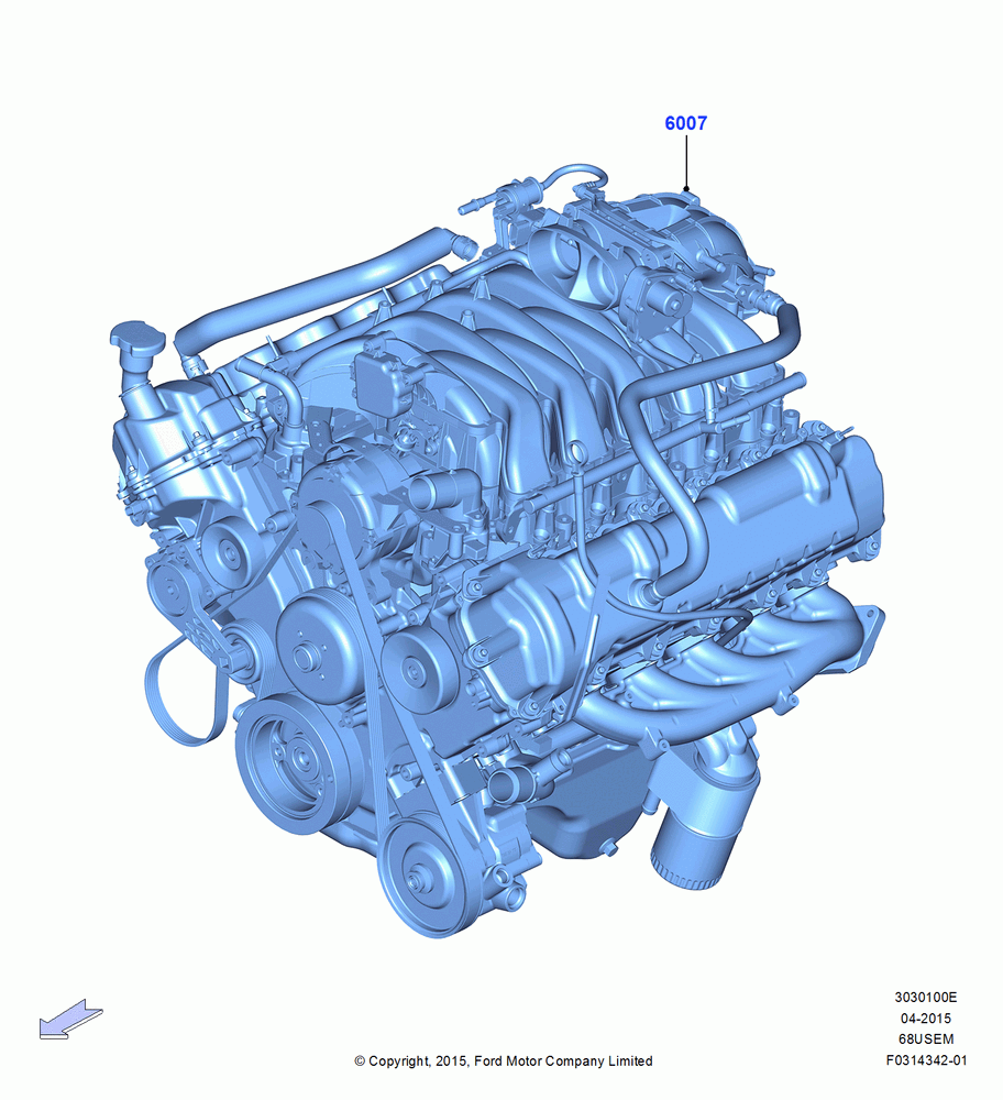 00E - Engine Assy Fully Dressed, 6.8L Gas EFI V10; 13/JUL/2015