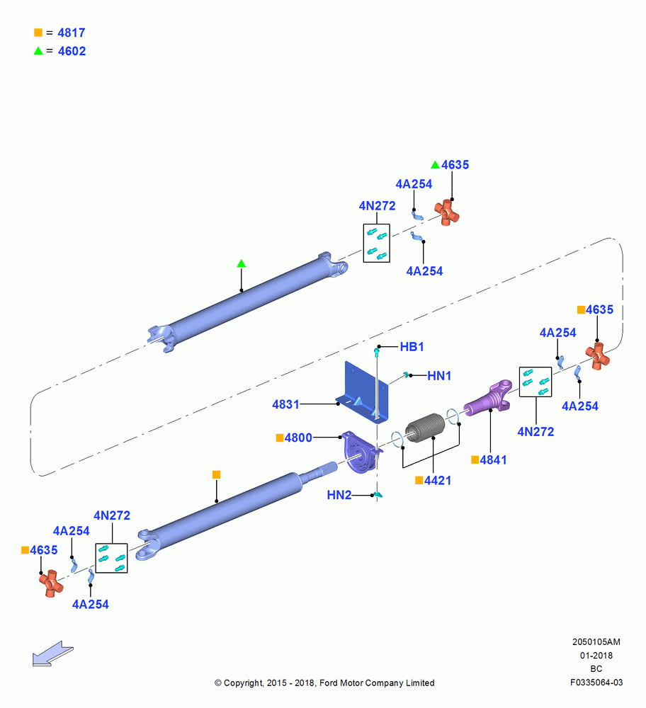 05AM - Drive Shaft - Rear Axle Drive, With Diesel Engines, 167" Wheelbase, Driveshaft Dana Base; 13/JUL/2015