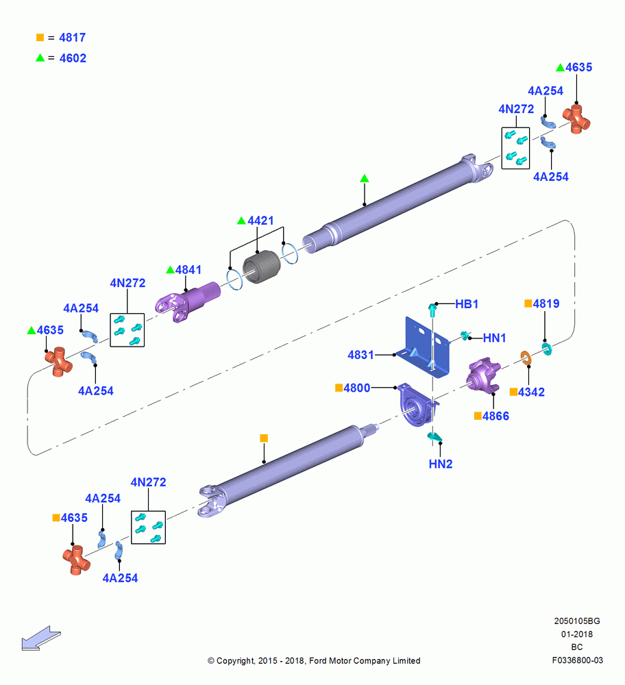 05BG - Drive Shaft - Rear Axle Drive, Super Cab, 167" Wheelbase, Driveshaft Upgrade; 13/JUL/2015
