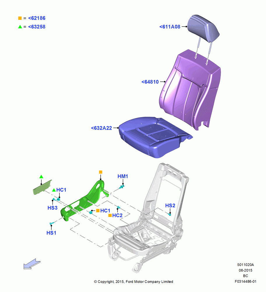 20A - Front Seat Pads/Valances & Heating, With 40/20/40 Split Bench Frnt Seat, Passenger; 13/JUL/2015