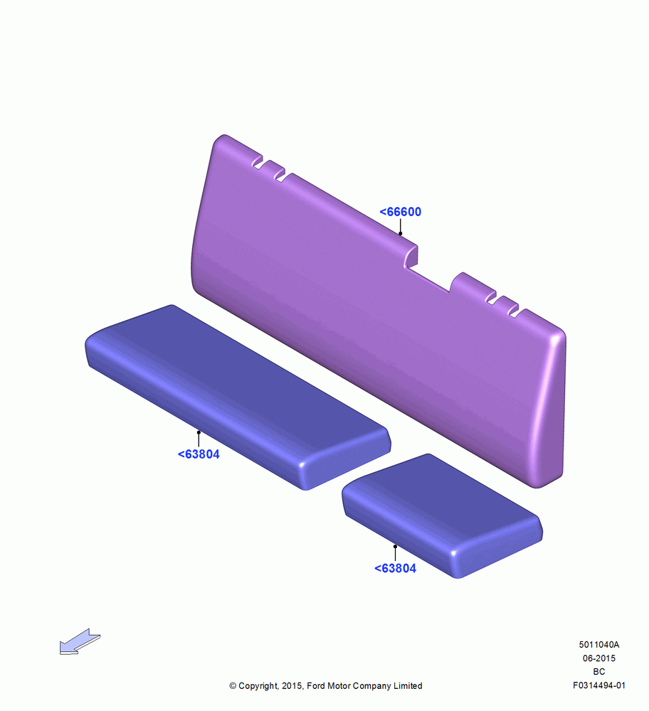 40A - Rear Seat Covers, 2 Row-H/Ser Flip Up W/Cush/Bol, Super Cab; 13/JUL/2015