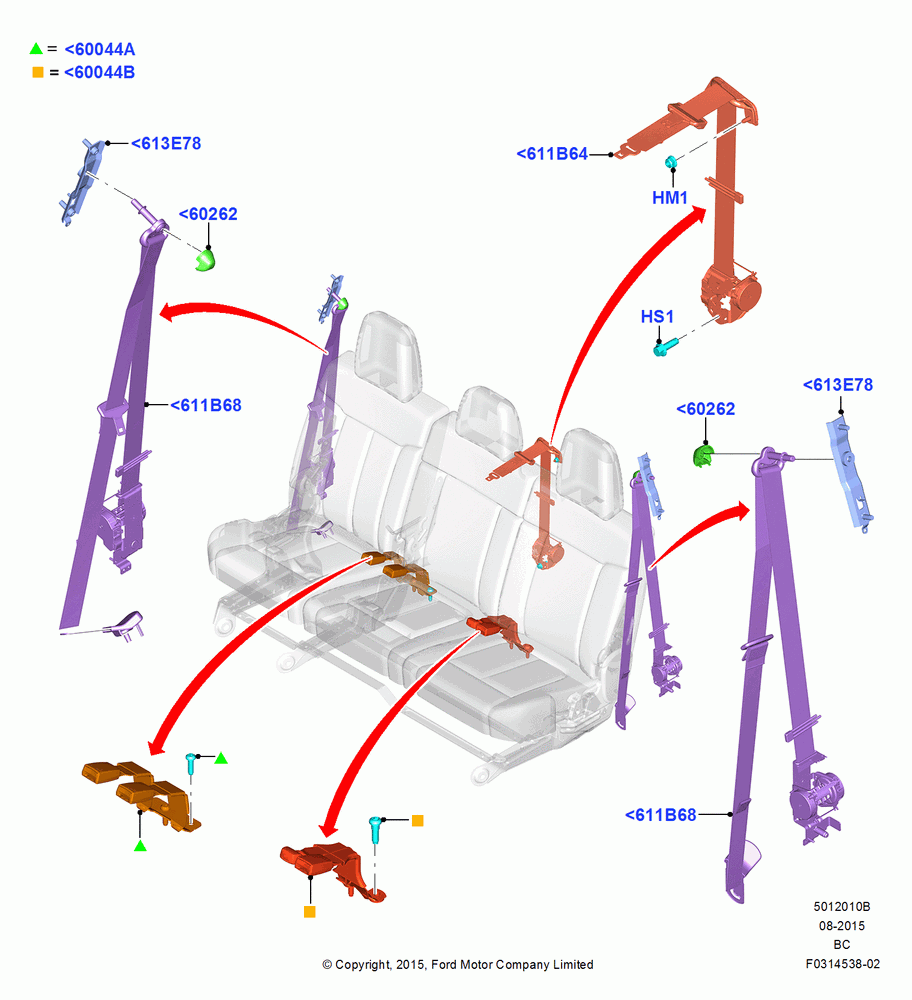 10B - Rear Seat Belts, Crew Cab; 13/JUL/2015