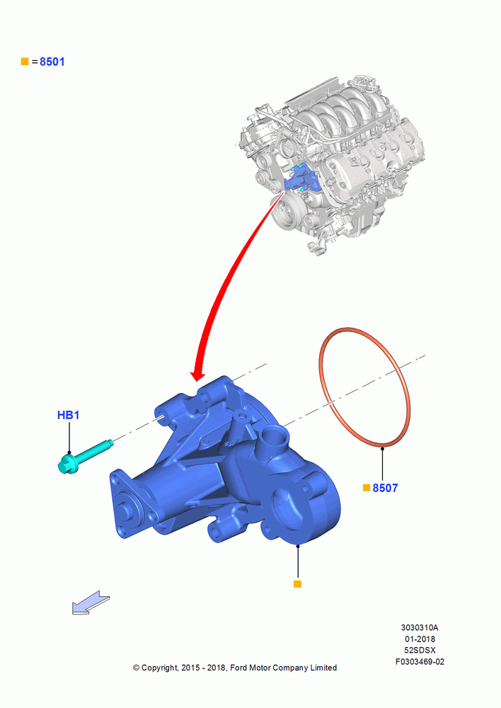 10A - Water Pump, MOD 5.2L-TIVCT PFI NA HP1 GAS; 13/JUL/2015