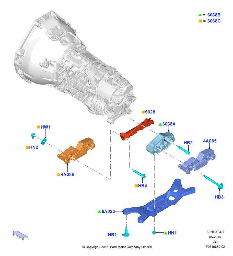 10AD - Transmission Mounting, MOD 5.2L-TIVCT PFI NA HP1 GAS, North American Markets; 13/JUL/2015
