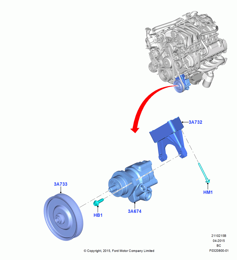 15B - Power Steering Pump Mounting, 6.8L Gas EFI V10; 13/JUL/2015