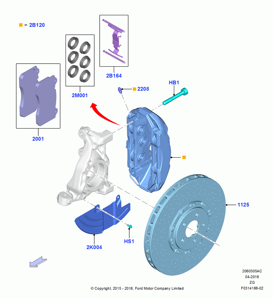05AC - Front Brake Discs and Calipers, Standard SVT Series Brakes, SVT R Model Series Brakes, North American Markets; 13/JUL/2015-02/OCT/2017