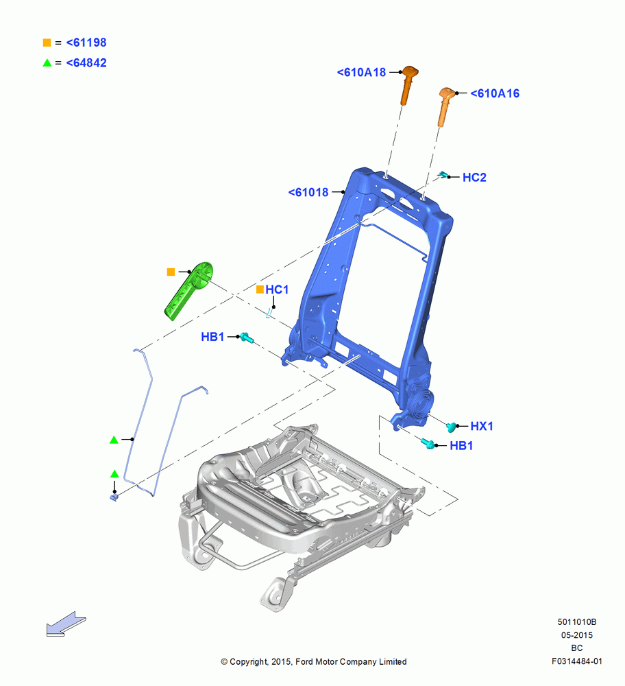 10B - Front Seat Back, With 40/20/40 Split Bench Frnt Seat, Passenger; 13/JUL/2015